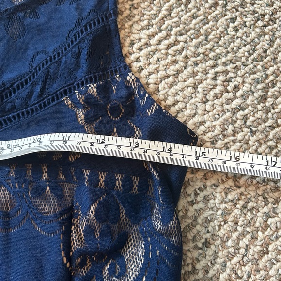 Rebellion Navy Blue Floral Lace Fit & Flare Dress - Size Medium - Picture 13 of 15